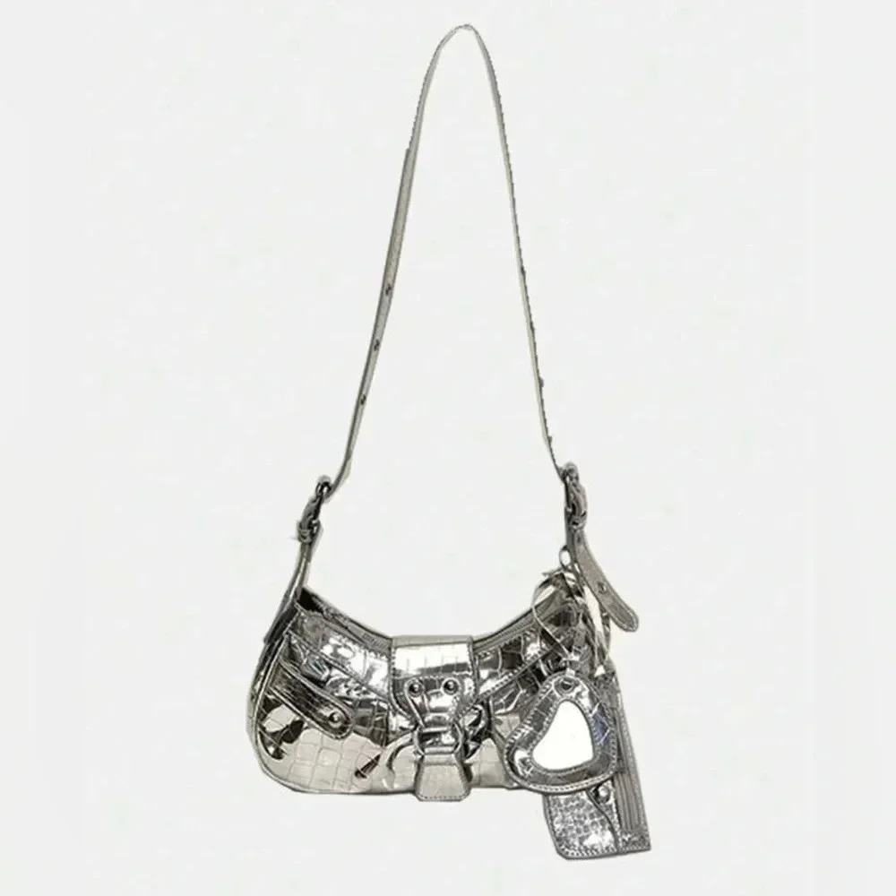 NWOT The New Drawstring Women's Fashion Bucket Bag Rivet 3-Piece Motorcycle Bag - Picture 3 of 10